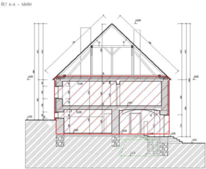 Na domě bylo navrženo zateplení půdy a obvodových stěn.