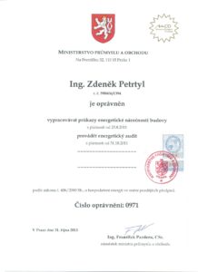 Osvědčení energetického specialisty od MPO ČR