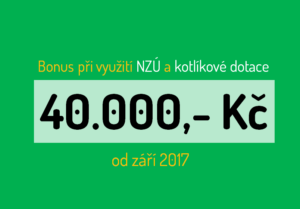 Bonus 40.000,- Kč mohou od září získat lidé, kteří zároveň využijí kotlíkovou dotaci a program Nová zelená úsporám.